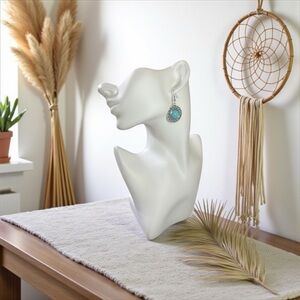 Stylish Boho Turquoise and Silver Dangle Earrings